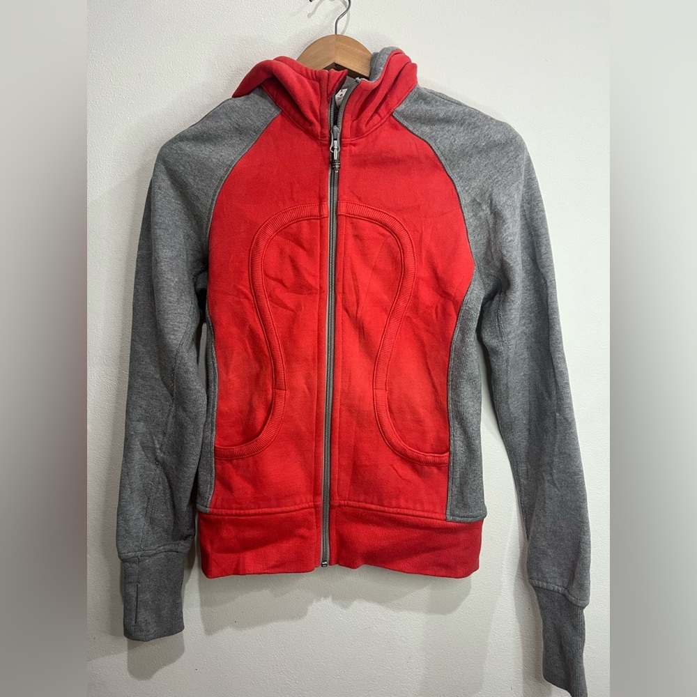 Lululemon Scuba Heavy Hooded Zip Sweatshirt Orange Gray Size 4